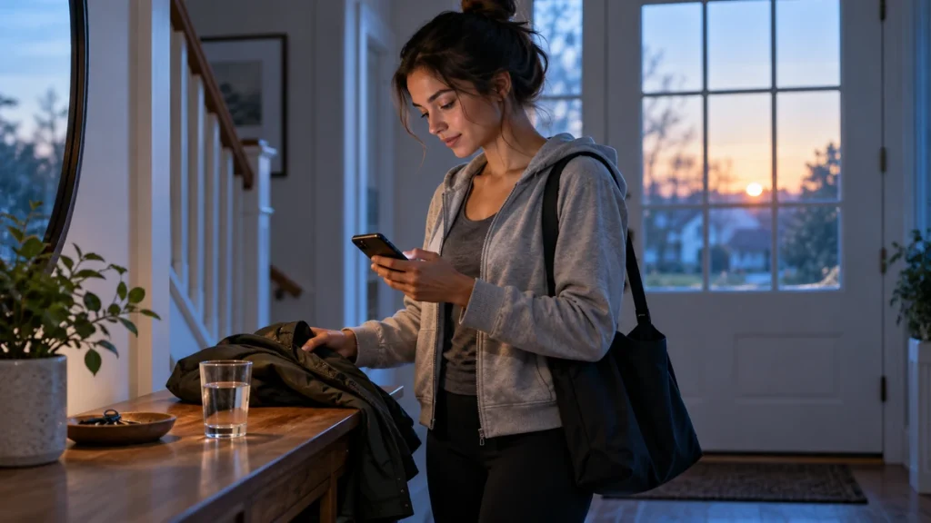 Adult preparing for a routine blood test at home before dawn