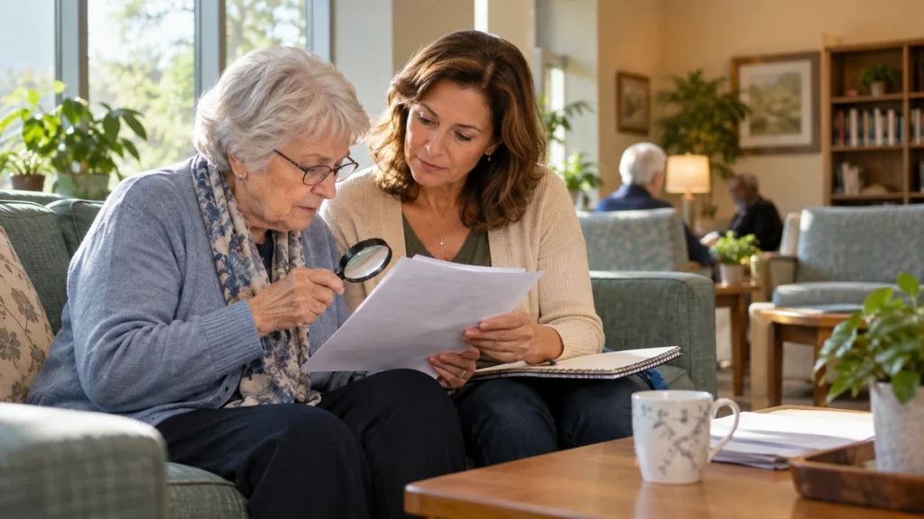 Woman and daughter reviewing a clinic note together